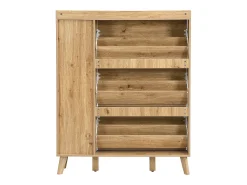 Sapateira com espelho e 4 portas - Madeira MDF - Cor da madeira