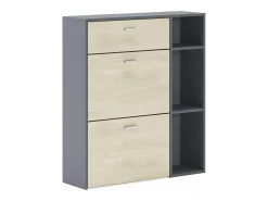 Sapateira cor Cinzento antracite e Carvalho, 90x26x102cm