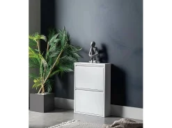 Sapateira Dabadí, Sapateira de metal,Armário de entrada multiusos,Armário para calçado, 50x15h71 cm, Branco