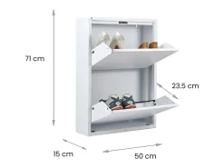 Sapateira Dabadí, Sapateira de metal,Armário de entrada multiusos,Armário para calçado, 50x15h71 cm, Branco
