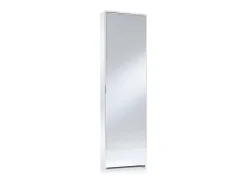 Sapateira Dabarre, Móvel de entrada multiuso com porta espelhada, Sapateira moderna com 5 prateleiras, 100% Fabricado na Itália, 50x18h178 cm, Branco