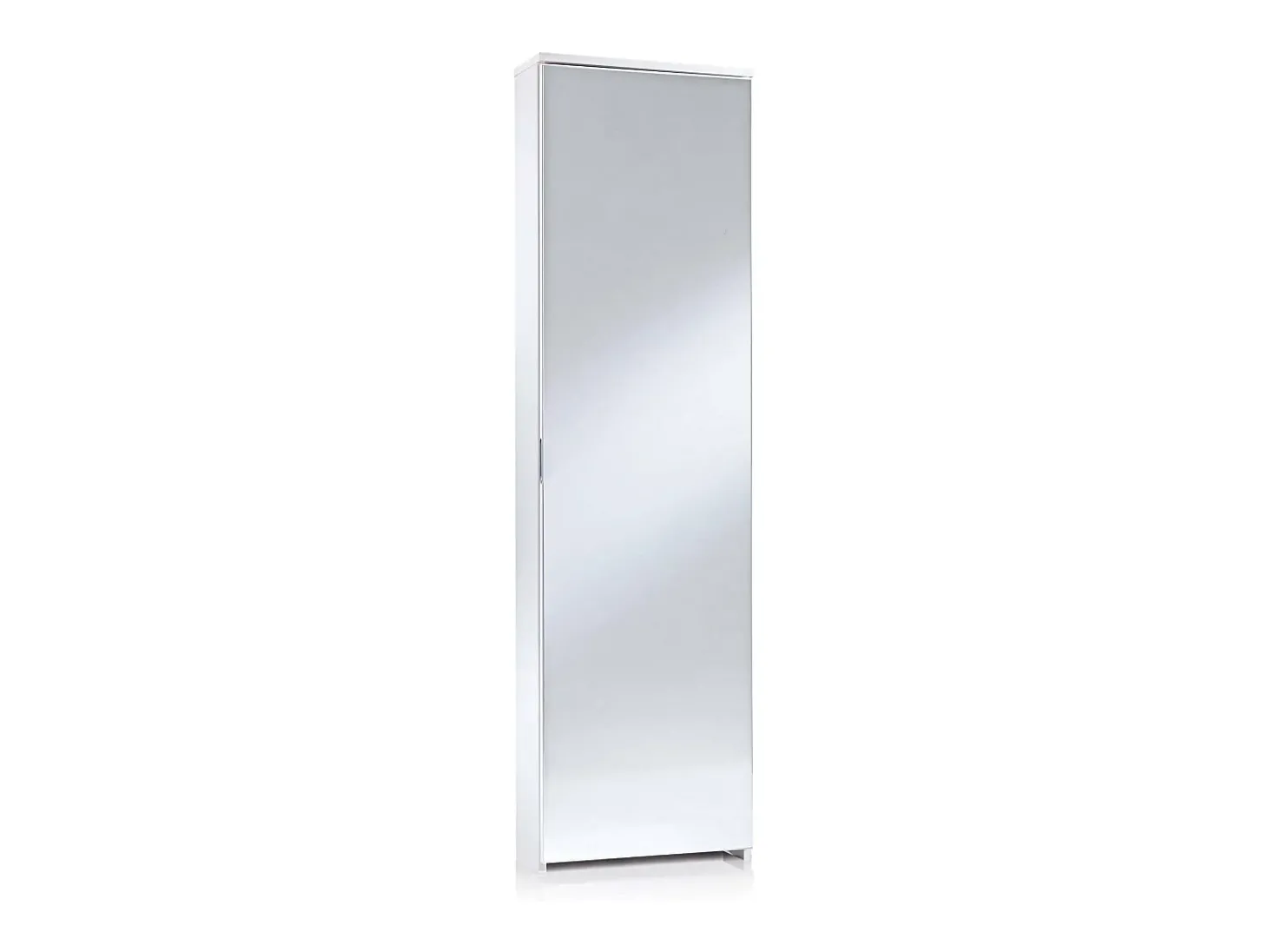 Sapateira Dabarre, Móvel de entrada multiuso com porta espelhada, Sapateira moderna com 5 prateleiras, 100% Fabricado na Itália, 50x18h178 cm, Branco