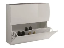 Sapateira Dabayom, Armário multiuso com 2 portas dobráveis, Sapateira de entrada, 100% Fabricado na Itália, 101x27h82 cm, Branco brilhante
