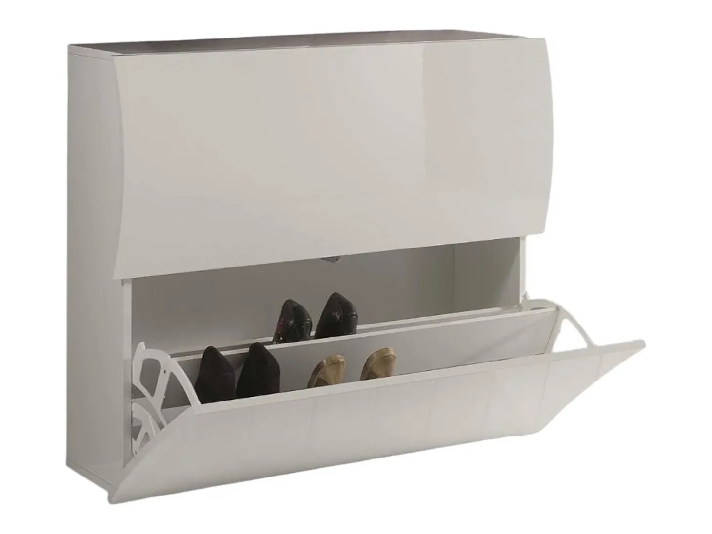 Sapateira Dabayom, Armário multiuso com 2 portas dobráveis, Sapateira de entrada, 100% Fabricado na Itália, 101x27h82 cm, Branco brilhante