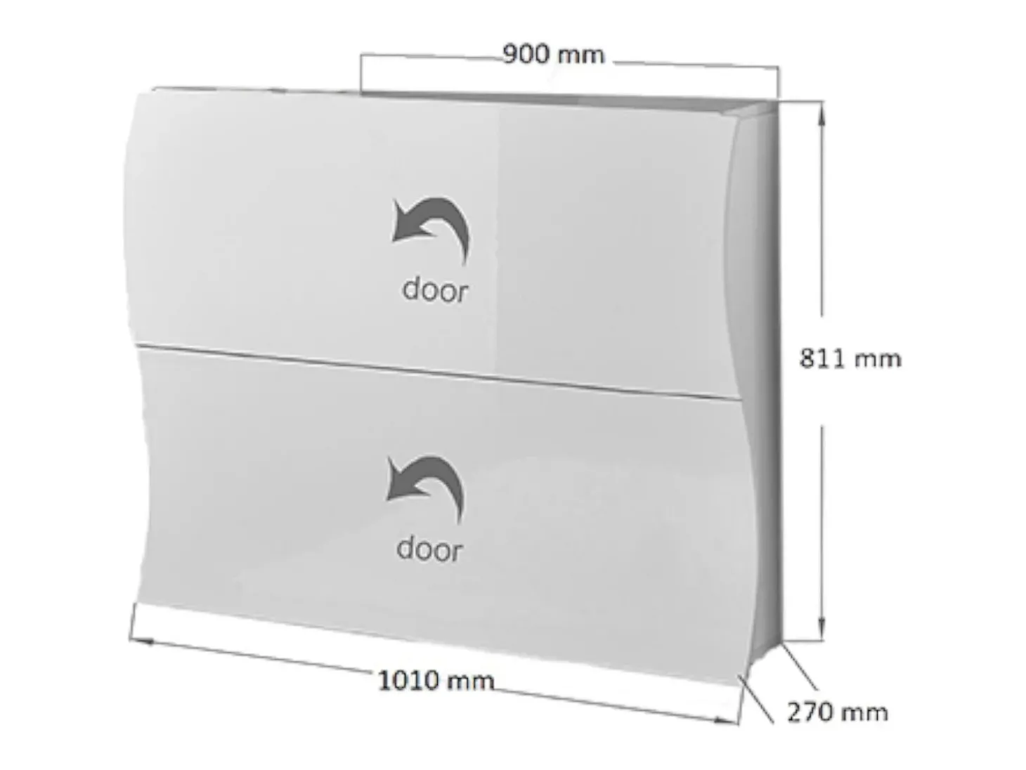 Sapateira Dabayom, Armário multiuso com 2 portas dobráveis, Sapateira de entrada, 100% Fabricado na Itália, 101x27h82 cm, Branco brilhante