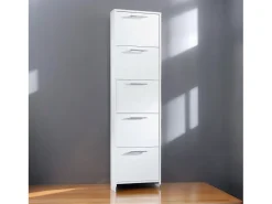 Sapateira Dafne, Móvel de entrada multiuso com 5 portas, Sapateira moderna com prateleiras, 100% Fabricado na Itália, 50x18h178 cm, Branco