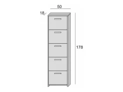 Sapateira Dafne, Móvel de entrada multiuso com 5 portas, Sapateira moderna com prateleiras, 100% Fabricado na Itália, 50x18h178 cm, Branco