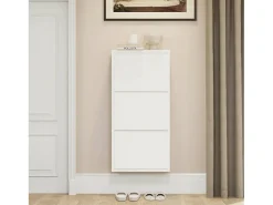 Sapateira Danacleri, Armário de sapato de metal, Armário de entrada multiuso, Armário de calçado, 50x15h104 cm, Branco