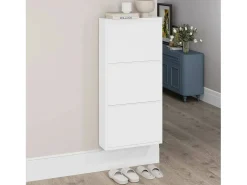 Sapateira Danacleri, Armário de sapato de metal, Armário de entrada multiuso, Armário de calçado, 50x15h104 cm, Branco