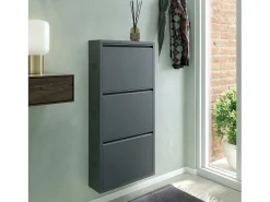 Sapateira Danacleri, Sapateira de metal, Armário de entrada multiuso, Armário de calçado, 50x15h104 cm, Preto