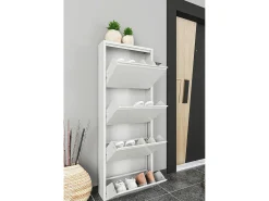 Sapateira Danastasi, Sapateira de metal, Armário de entrada multiuso, Armário de calçado, 50x15h138 cm, Branco