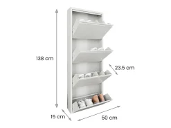 Sapateira Danastasi, Sapateira de metal, Armário de entrada multiuso, Armário de calçado, 50x15h138 cm, Branco