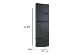 Sapateira Dandracchi, Sapateira de metal,Armário de entrada multiuso,Armário para calçado, 50x15h172 cm, Preto