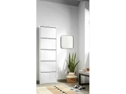 Sapateira Dandracchi, Sapateira de metal,Armário de entrada multiusos,Armário para calçados, 50x15h172 cm, Branco
