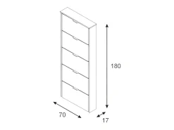 Sapateira Danobile, Sapateira com 5 portas dobráveis, Sapateira de entrada alta, Sapateira moderna, 70x17h180 cm, Branco brilhante