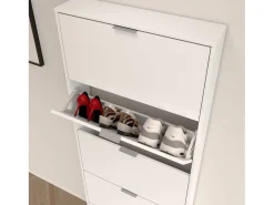 Sapateira Danobile, Sapateira com 5 portas dobráveis, Sapateira de entrada alta, Sapateira moderna, 70x17h180 cm, Branco brilhante