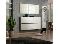 Sapateira Dantonucc, Sapateira, Armário de entrada multiuso, Sapateira, Made in Italy, 160x19h85 cm, Branco brilhante