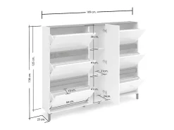 Sapateira Daskildse, Sapateira, Armário de entrada multiuso, Armário de calçado, Made in Italy, 169x25h136 cm, Branco brilhante