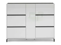 Sapateira Daskildse, Sapateira, Armário de entrada multiuso, Armário de calçado, Made in Italy, 169x25h136 cm, Branco brilhante