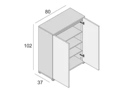 Sapateira DbAllarin, Armário multiuso, Sapateira economizador de espaço com 2 portas, Armário de arrumação com prateleiras, 100% Made in Italy, 80x37h102 cm, Olmo