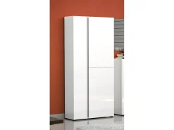 Sapateira Dbarbierat, Armário de sapatos, Armário de entrada multiuso, Armário para calçado, Made in Italy, 91x33h196 cm, Branco brilhante e Antracite