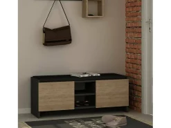 Sapateira Dbarrec, Sapateira, Armário de entrada multIuso, Armário para calçado, 110x37h43 cm, Antracite e Carvalho