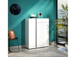 Sapateira Dbenedycza, Sapateira móvel, ArmáriosOu de entrada multiuso, armário para calçado, Made in Italy, 91x33h115 cm, Branco brilhante e Antracite