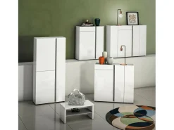 Sapateira Dbenedycza, Sapateira móvel, ArmáriosOu de entrada multiuso, armário para calçado, Made in Italy, 91x33h115 cm, Branco brilhante e Antracite