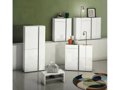 Sapateira Dbianchett, Sapateira, Armário de entrada multiusos, Armário para calçado, Made in Italy, 120x33h115 cm, Branco brilhante e Antracite