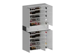 Sapateira Dcancellier, Sapateira com 7 portas, Armário de entrada multifuncional, 114x38h200 cm, Branco e Ardósia