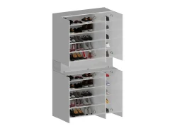 Sapateira Dcancellier, Sapateira com 7 portas, Armário de entrada multifunções, 114x38h200 cm, Efeito larício branco