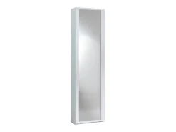 Sapateira Dcandel, móvel de entrada multiuso com porta espelhada, sapateira moderna com 7 prateleiras, 100% Fabricado na Itália, 50x32hx182 cm, Branco