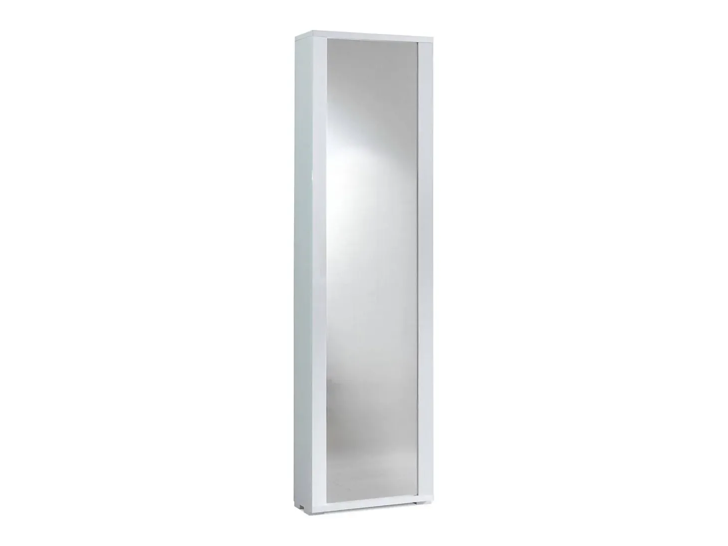 Sapateira Dcandel, móvel de entrada multiuso com porta espelhada, sapateira moderna com 7 prateleiras, 100% Fabricado na Itália, 50x32hx182 cm, Branco