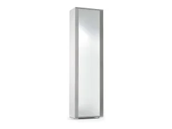 Sapateira Dcandel, móvel de entrada multiuso com porta espelhada, sapateira moderna com 7 prateleiras, 100% Fabricado na Itália, 50x32hx182 cm, Branco e Cimento