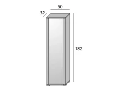 Sapateira Dcandel, móvel de entrada multiuso com porta espelhada, sapateira moderna com 7 prateleiras, 100% Fabricado na Itália, 50x32hx182 cm, Branco e Cimento