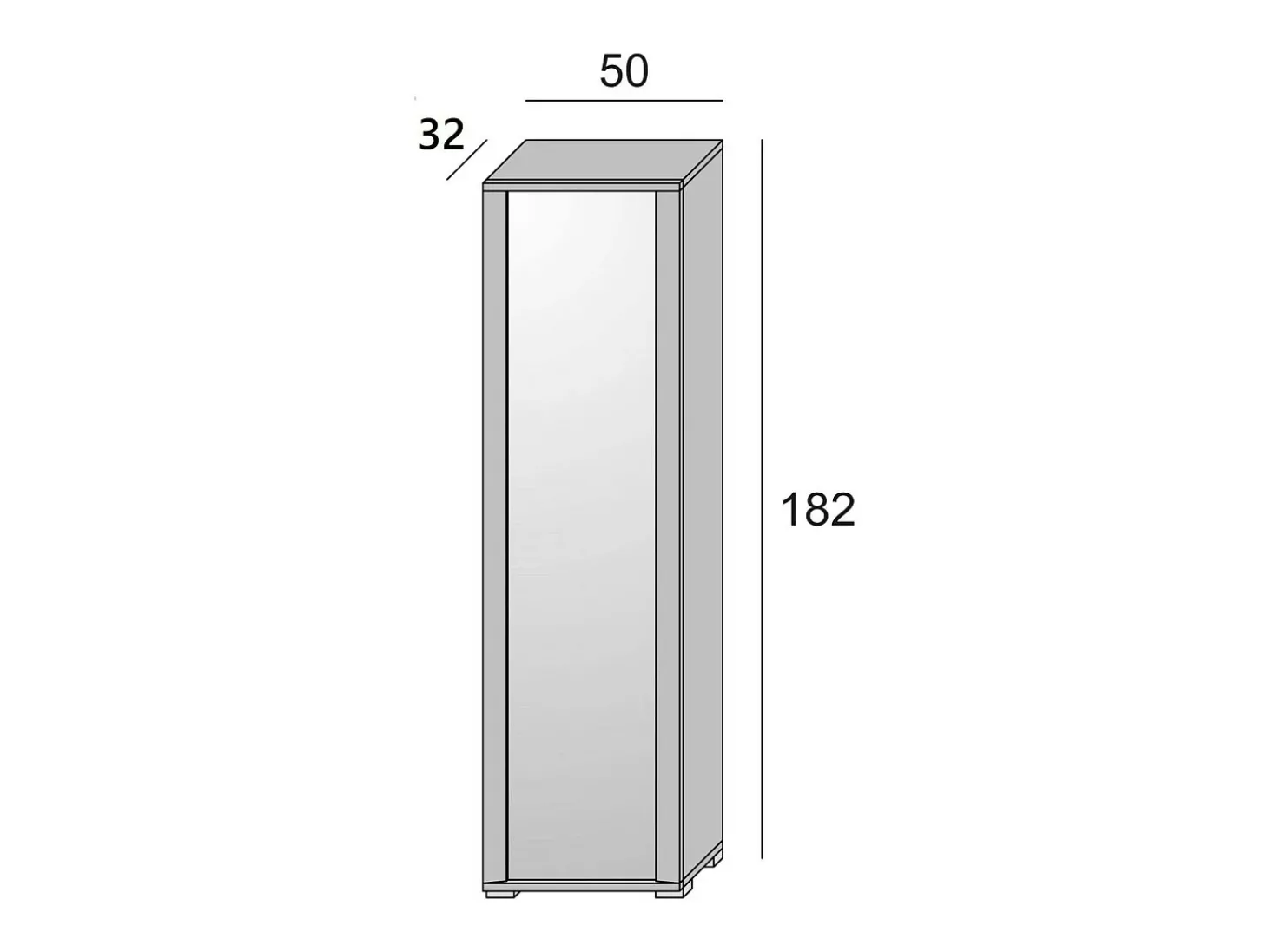 Sapateira Dcandel, móvel de entrada multiuso com porta espelhada, sapateira moderna com 7 prateleiras, 100% Fabricado na Itália, 50x32hx182 cm, Branco e Cimento