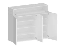 Sapateira Dcanestrell, Sapateira com 4 portas que economiza espaço,Armário de entrada multifuncional, 114x38h100 cm, Branco com efeito larício
