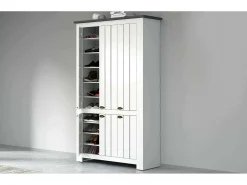 Sapateira Dchristense, Sapateira com 6 portas que economiza espaço, Armário de entrada multifuncional, 114x42h200 cm, Branco e Ardósia