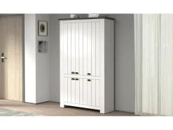 Sapateira Dchristense, Sapateira com 6 portas que economiza espaço, Armário de entrada multifuncional, 114x42h200 cm, Branco e Ardósia