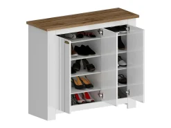 Sapateira Dcigarin, Porta-sapatos que economizam espaço com 3 portas, Armário de entrada multifuncional, 114x42h100 cm, Branco e Carvalho