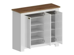 Sapateira Dcigarin, Porta-sapatos que economizam espaço com 3 portas, Armário de entrada multifuncional, 114x42h100 cm, Branco e Carvalho
