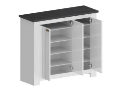 Sapateira Dcigarin, Sapateira com 3 portas com economia de espaço, Armário de entrada multifuncional, 114x42h100 cm, Branco e Ardósia