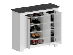 Sapateira Dcigarin, Sapateira com 3 portas com economia de espaço, Armário de entrada multifuncional, 114x42h100 cm, Branco e Ardósia