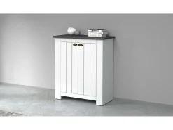 Sapateira Dcittadin, Sapateira economizadora de espaço com 2 portas, Armário de entrada multifuncional, 84x42h100 cm, Branco e Ardósia