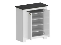 Sapateira Dcittadin, Sapateira economizadora de espaço com 2 portas, Armário de entrada multifuncional, 84x42h100 cm, Branco e Ardósia