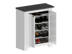 Sapateira Dcittadin, Sapateira economizadora de espaço com 2 portas, Armário de entrada multifuncional, 84x42h100 cm, Branco e Ardósia