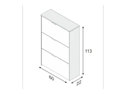 Sapateira Dcosta, guarda-roupa com 3 portas sanfonadas, armário de dupla capacidade para até 18 pares de sapatos, 70x17h180 cm, Branco