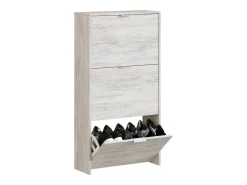 Sapateira Dcosta, guarda-roupa com 3 portas sanfonadas, armário de dupla capacidade para até 18 pares de sapatos, 70x17h180 cm, Branco