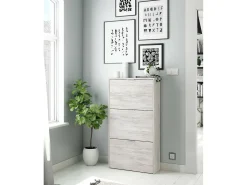 Sapateira Dcosta, guarda-roupa com 3 portas sanfonadas, armário de dupla capacidade para até 18 pares de sapatos, 70x17h180 cm, Branco