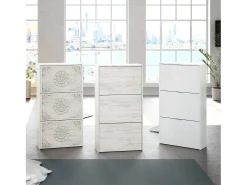 Sapateira Dcosta, guarda-roupa com 3 portas sanfonadas, armário de dupla capacidade para até 18 pares de sapatos, 70x17h180 cm, Branco